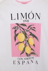Limon Baskılı Beyaz T-Shirt