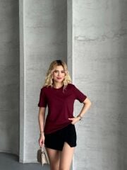 Massimo Dutti Basic T-Shirt Bordo