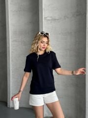 Massimo Dutti Basic T-Shirt Lacivert