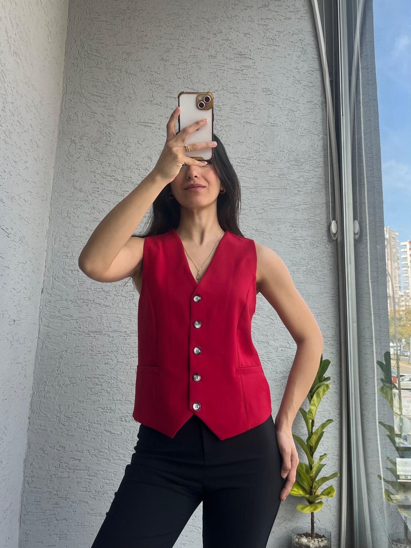 DOKUMA YELEK ASTARLI KIRMIZI