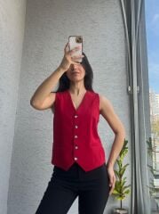 DOKUMA YELEK ASTARLI KIRMIZI