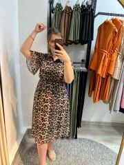 Şifon Leopar Elbise