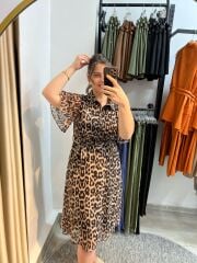 Şifon Leopar Elbise