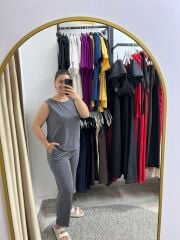 Premium Kalite Pike Modal Pantolon Bluz Takım Gri