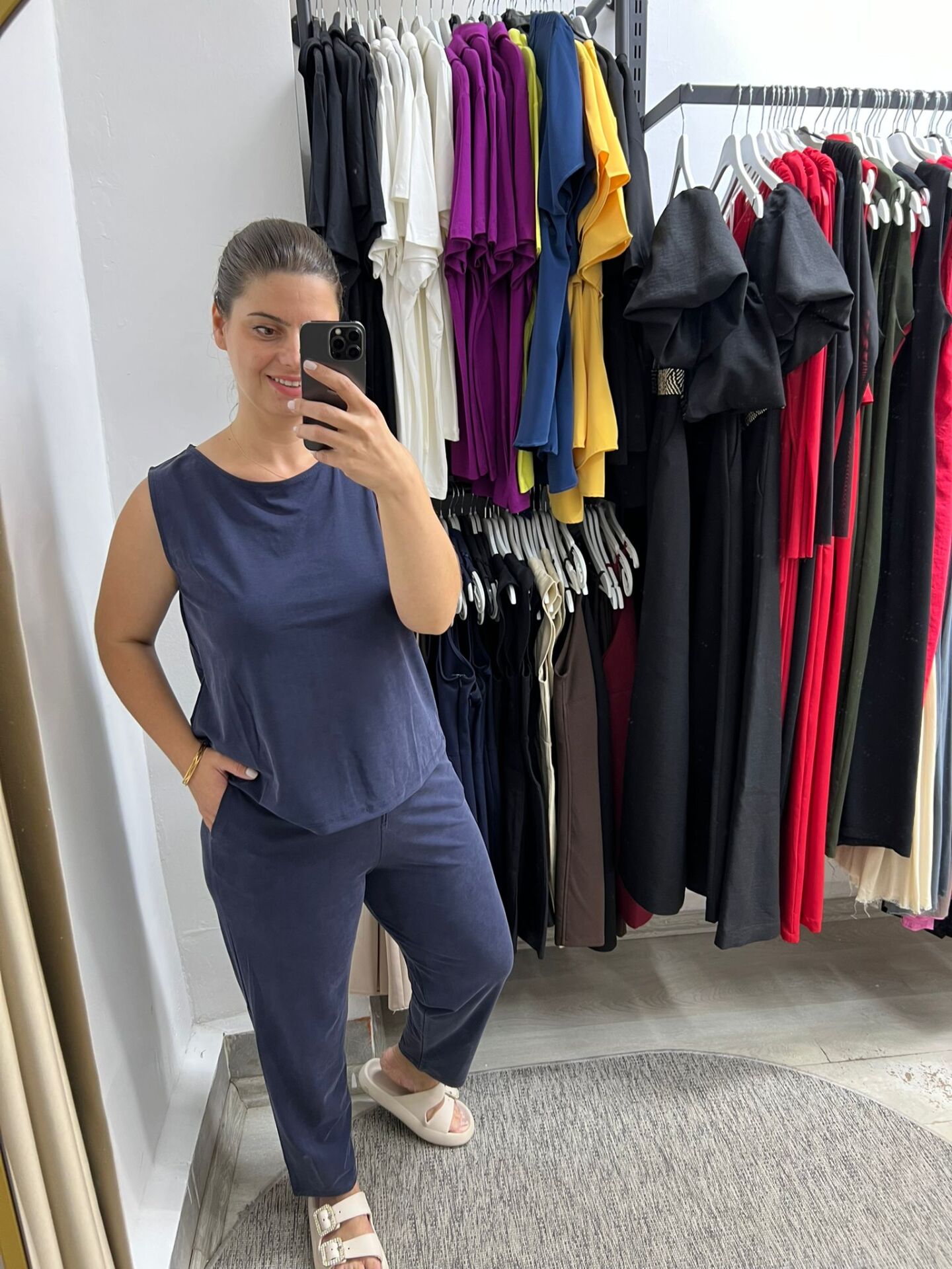 Premium Kalite Pike Modal Pantolon Bluz Takım Lacivert
