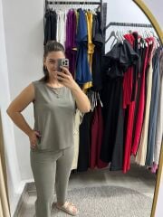 Premium Kalite Pike Modal Pantolon Bluz Takım Haki