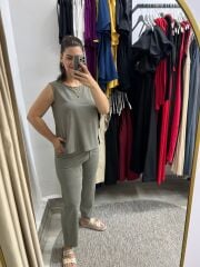 Premium Kalite Pike Modal Pantolon Bluz Takım Haki