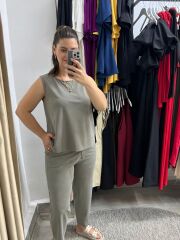 Premium Kalite Pike Modal Pantolon Bluz Takım Haki