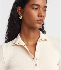 Dik Yaka Çıtçıtlı Triko Kazak Taş