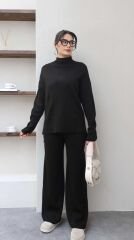 YARIM BALIKÇI YAKA TRİKO TAKIM Siyah