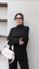 YARIM BALIKÇI YAKA TRİKO TAKIM Siyah