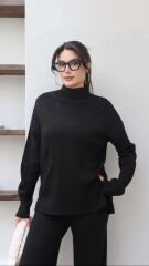 YARIM BALIKÇI YAKA TRİKO TAKIM Siyah