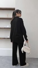 YARIM BALIKÇI YAKA TRİKO TAKIM Siyah